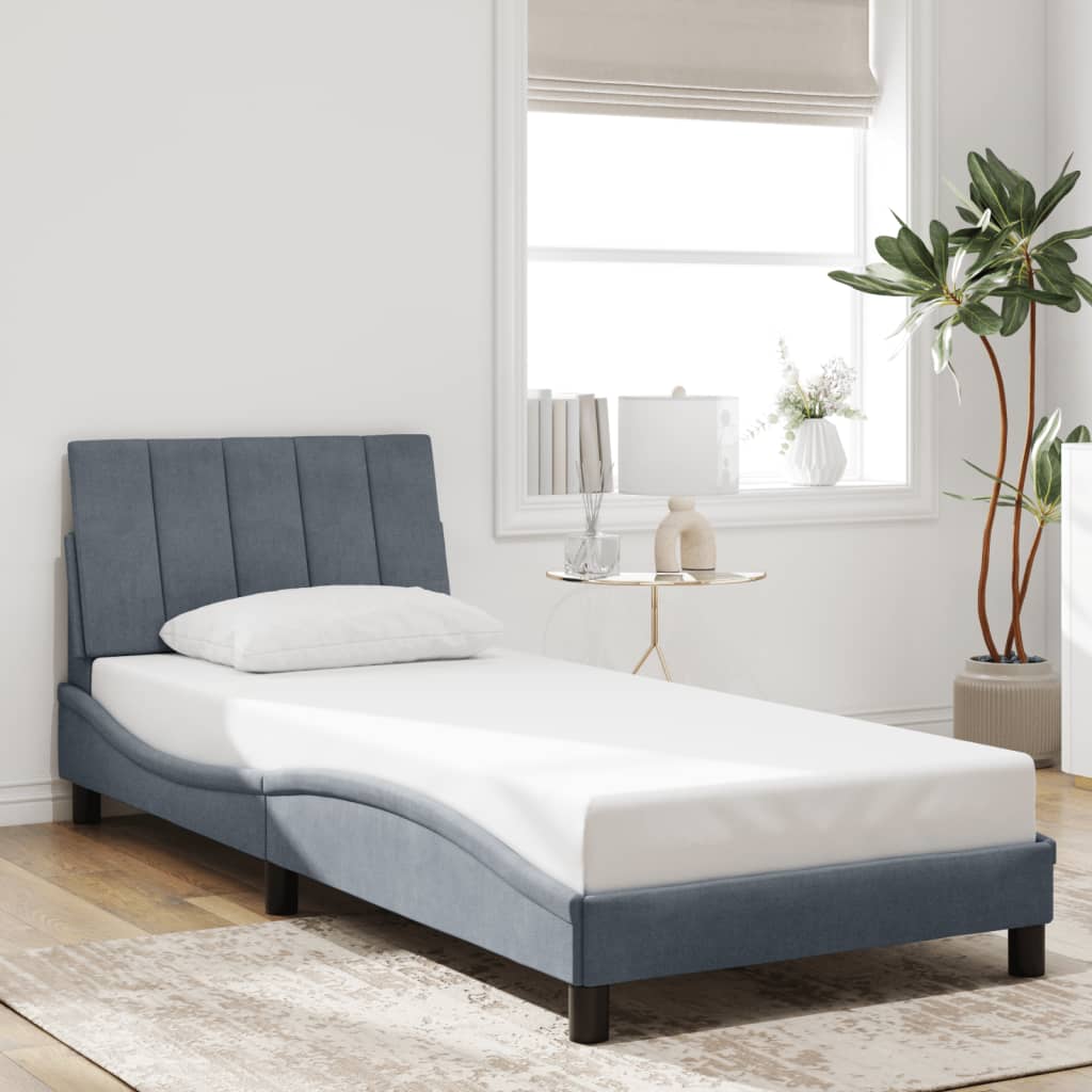 Bed Frame without Mattress "Hanko" Dark Grey 90x190 cm Velvet