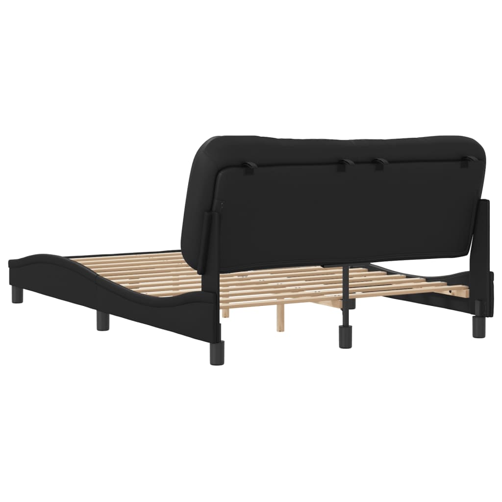 Bed Frame without Mattress "Hvar" Black 137x190 cm Double Faux Leather