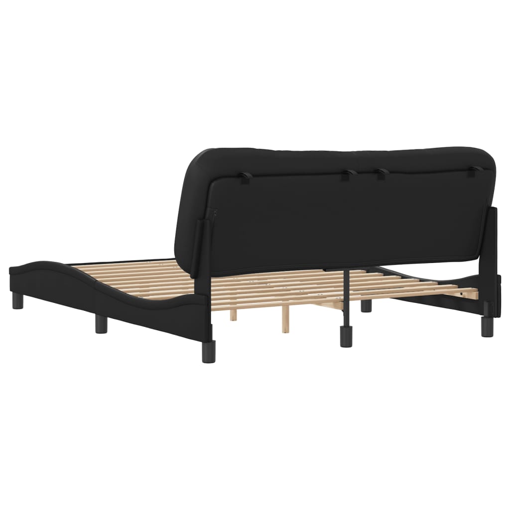 Bed Frame without Mattress "Hvar" Black 152x203 cm Queen Faux Leather