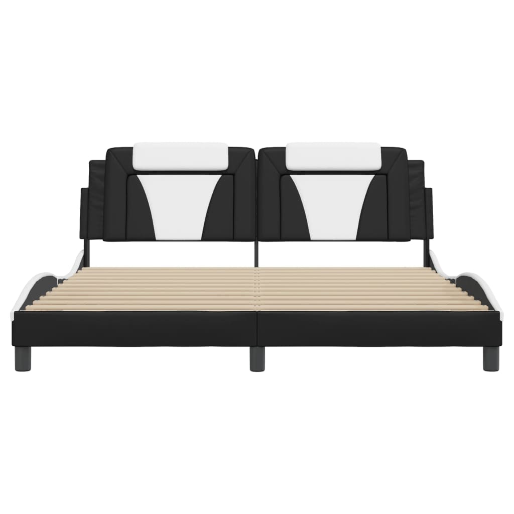 Bed Frame "Viana" without Mattress Black and White 180x200 cm King Faux Leather