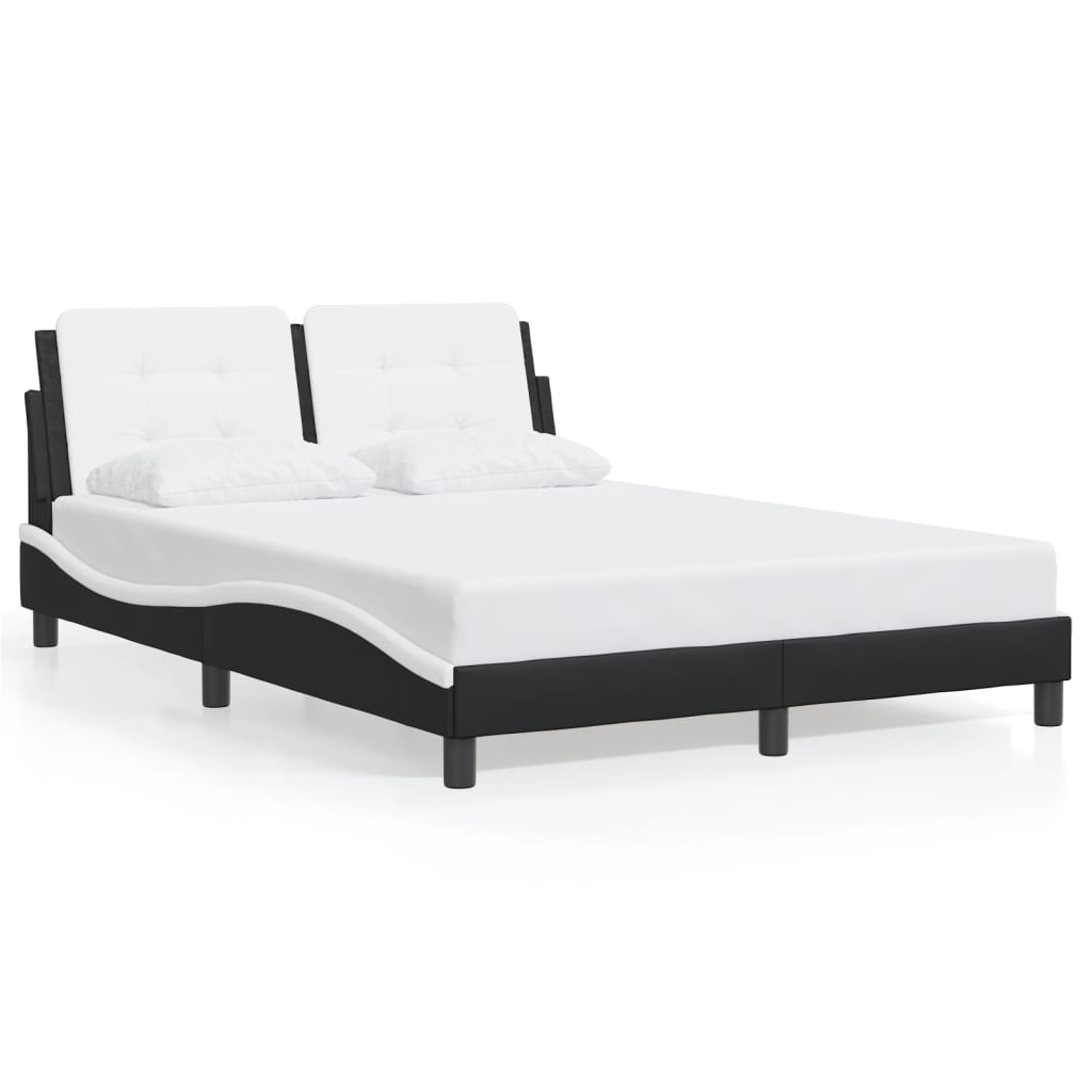 Bed Frame without Mattress "Zadar" Black and White 137x190 cm Fabric