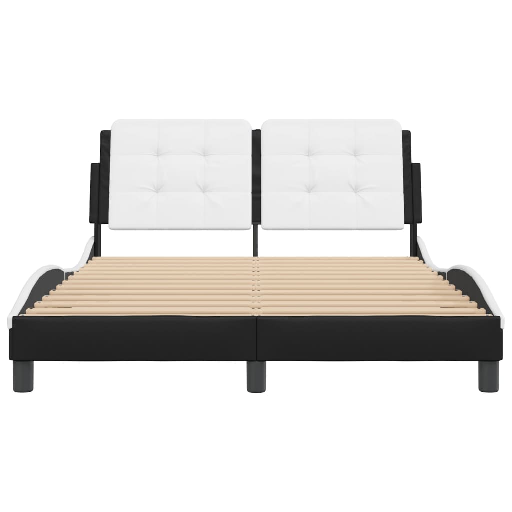 Bed Frame without Mattress "Zadar" Black and White 137x190 cm Fabric