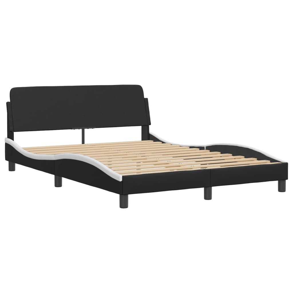 Bed Frame without Mattress "Zadar" Black and White 137x190 cm Fabric