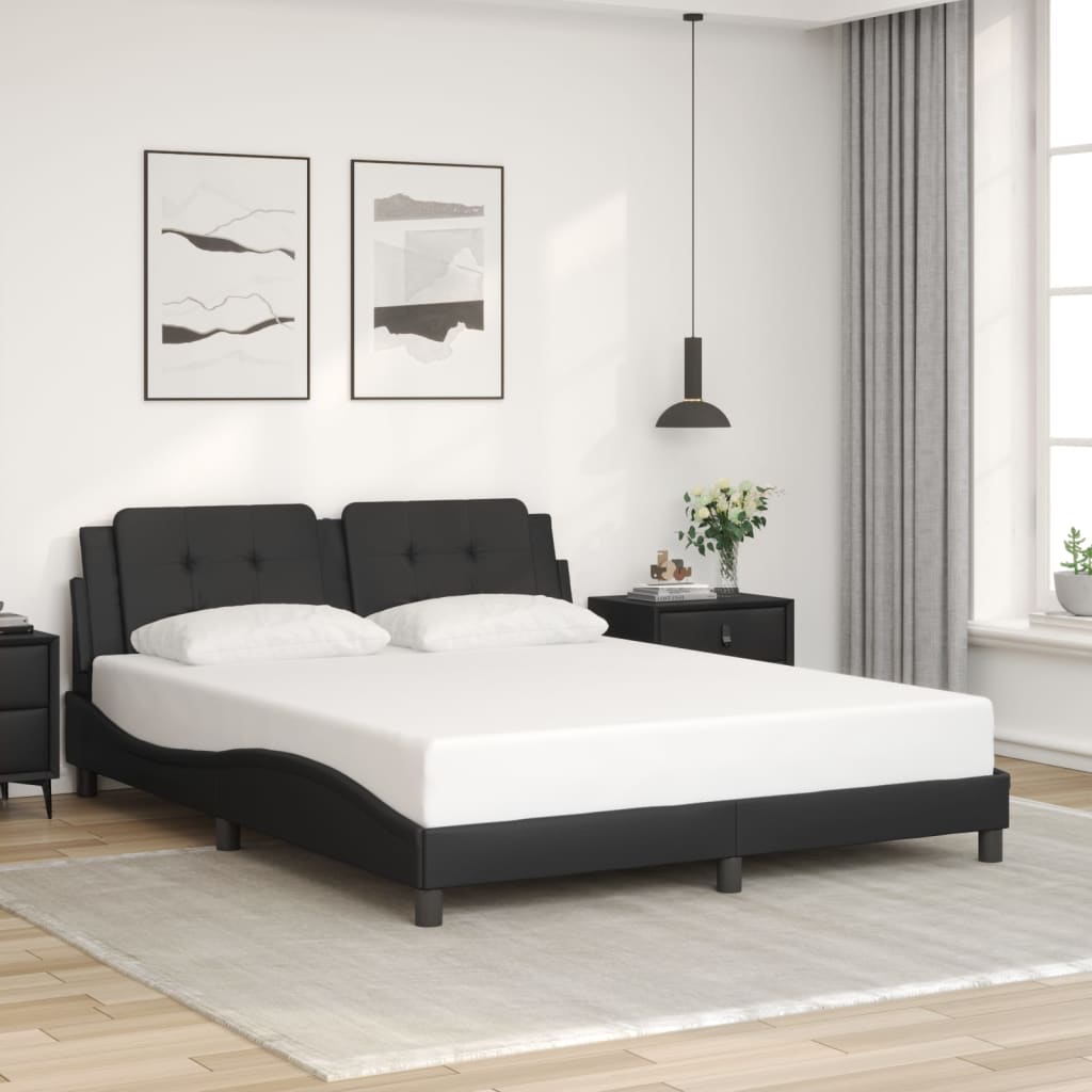 Bed Frame without Mattress "Zadar" Black 152x203 cm Queen Fabric