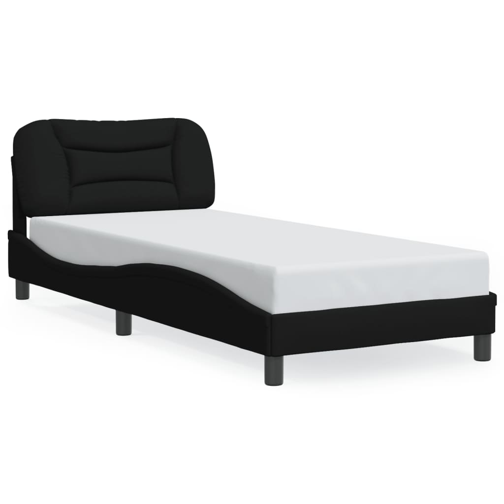 Bed Frame with LED without Mattress "Hvar" Black 90x190 cm Fabric