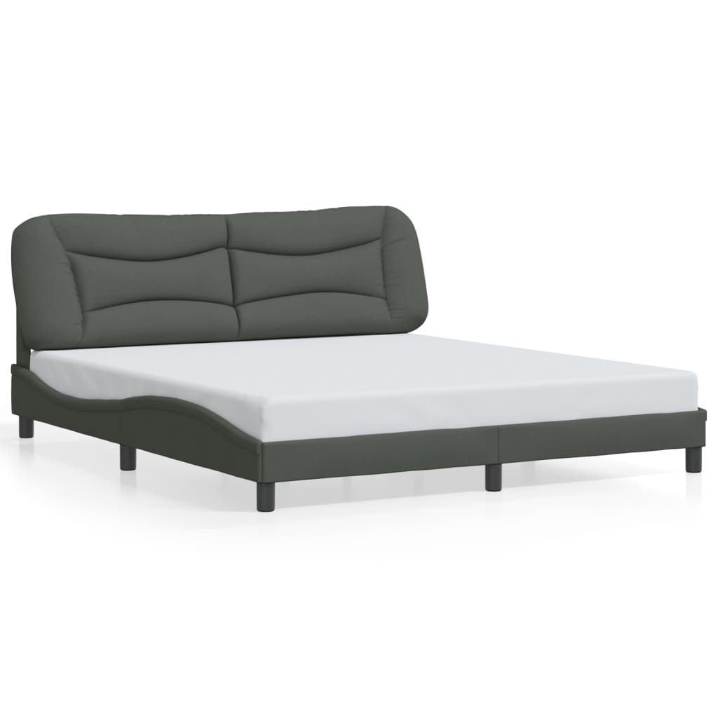 Bed Frame with LED without Mattress "Hvar" Dark Grey 180x200 cm King Fabric