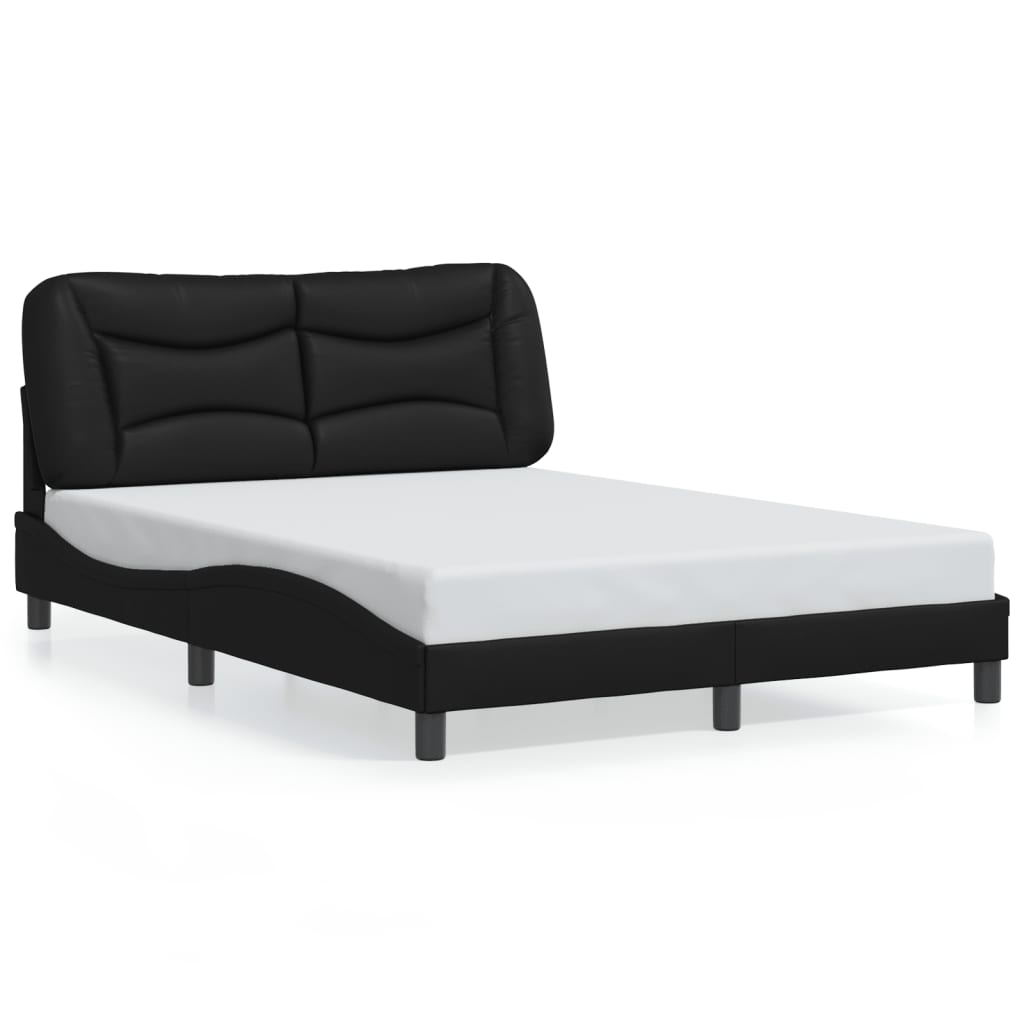 Bed Frame with LED without Mattress "Hvar" Black 137x190 cm