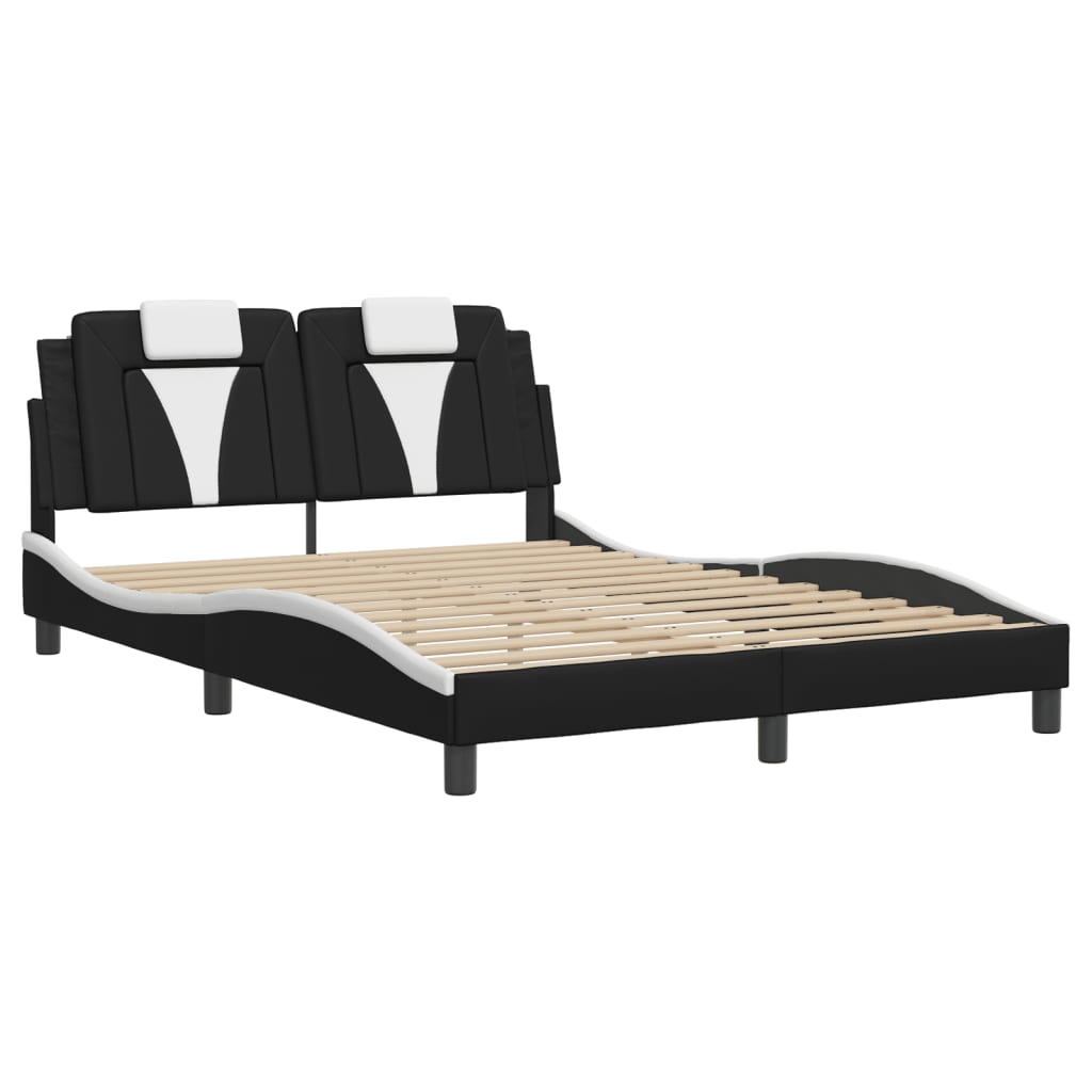 Bed Frame "Viana" with LED without Mattress Black and White 137x190 cm