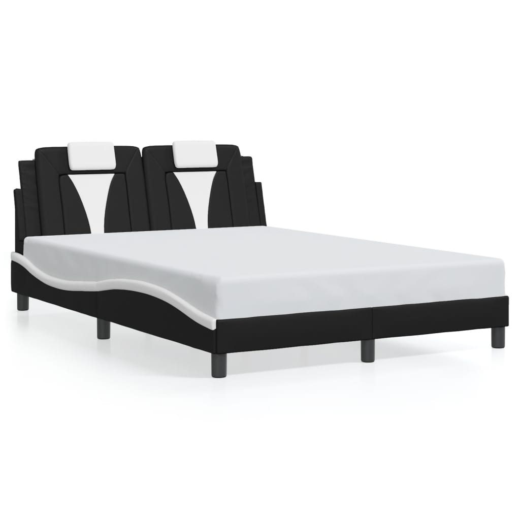 Bed Frame "Viana" with LED without Mattress Black and White 137x190 cm