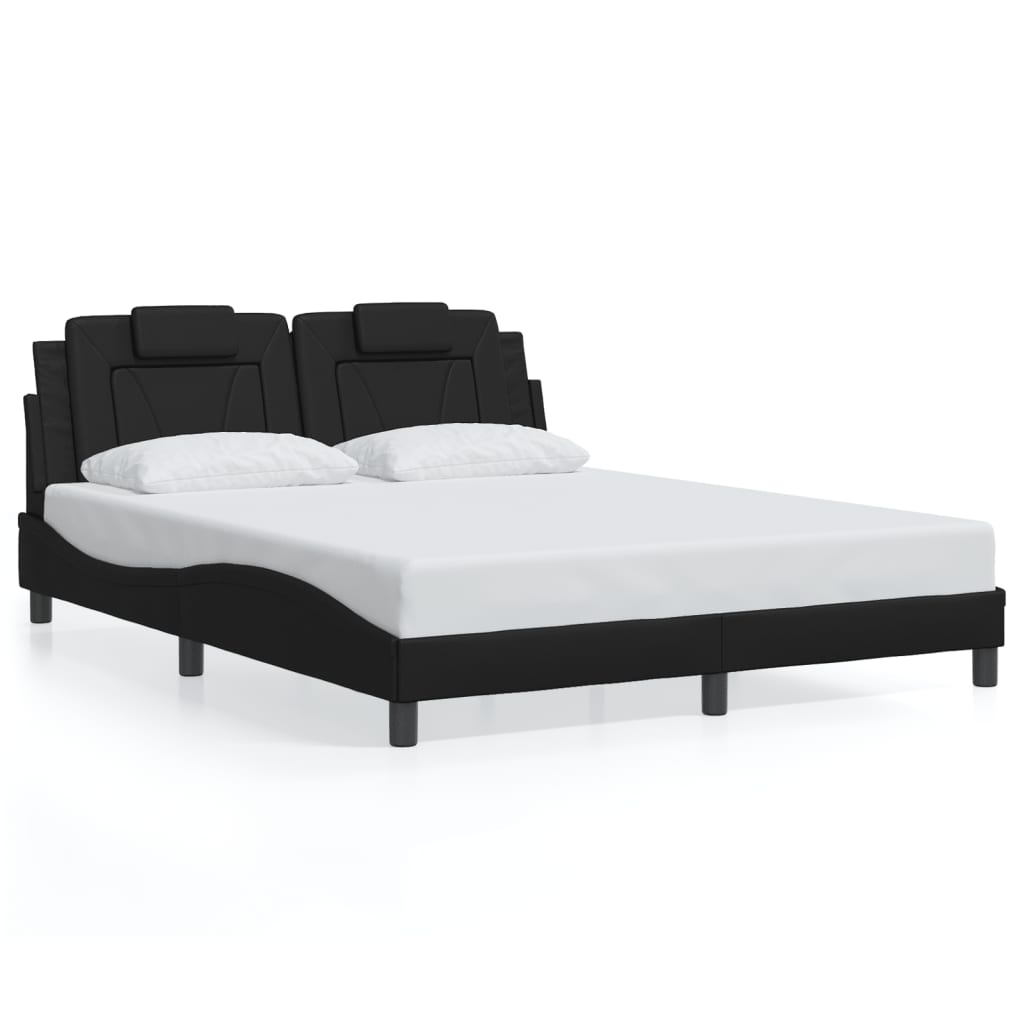 Bed Frame "Viana" with LED without Mattress Black 152x203 cm