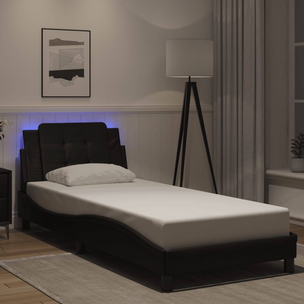 Bed Frame with LED without Mattress "Zadar" Black 90x190 cm