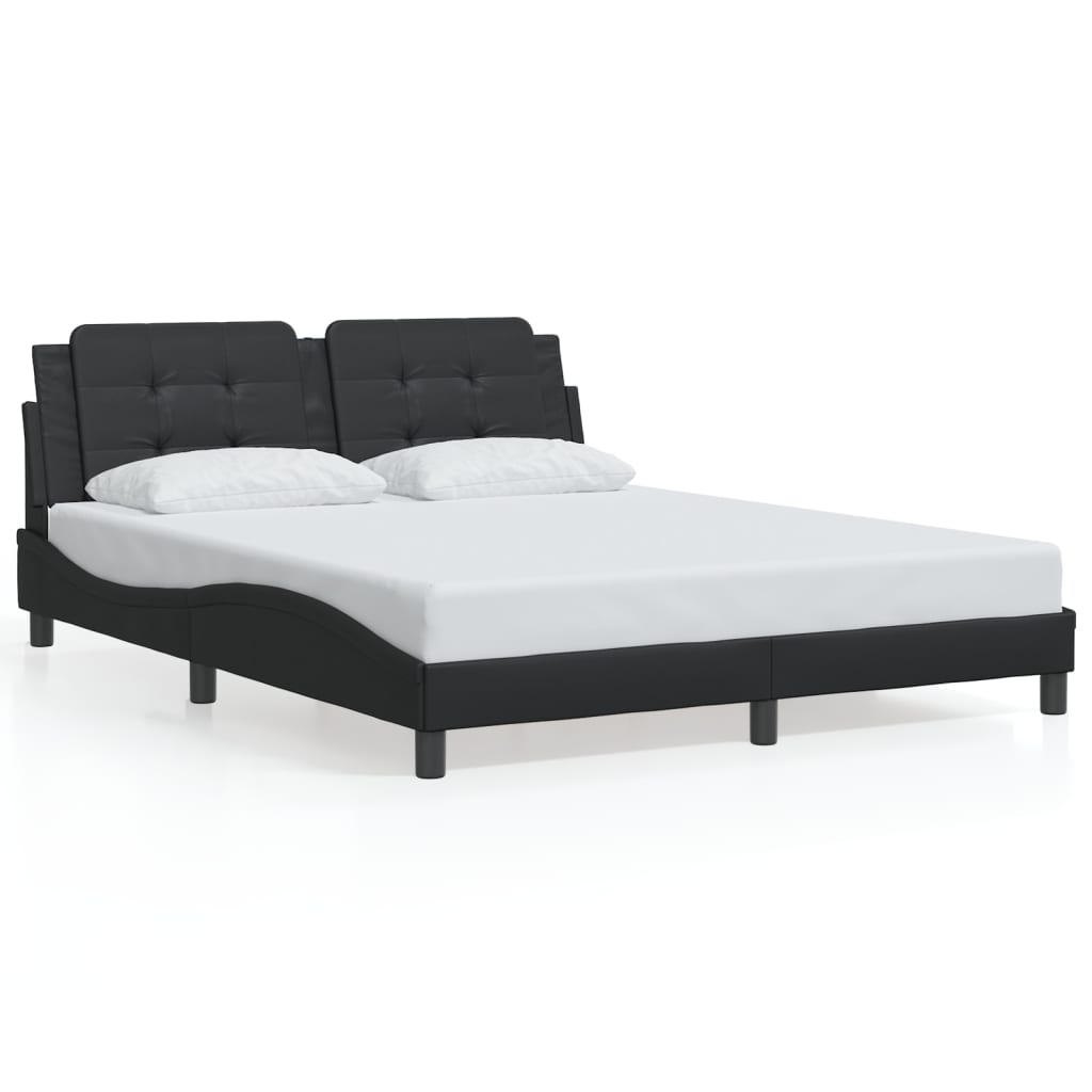 Bed Frame with LED without Mattress "Zadar" Black 152x203 cm
