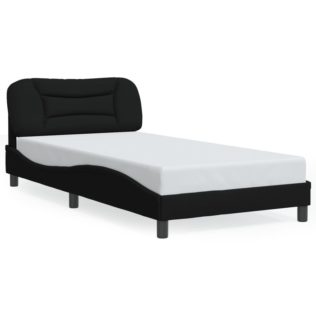 Bed Frame with LED without Mattress "Hvar" Black 107x203 cm King Single Fabric