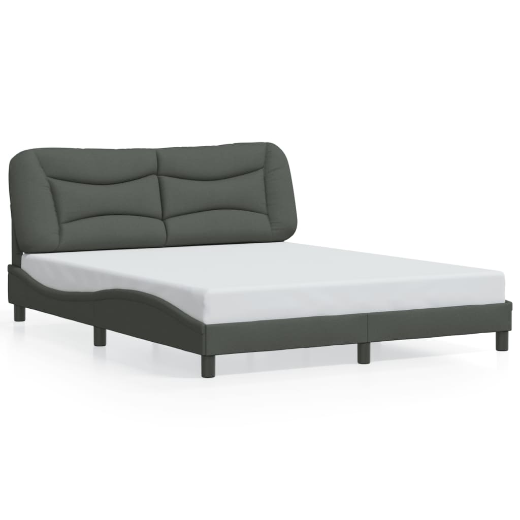 Bed Frame with LED without Mattress "Hvar" Black 152x203 cm Queen Fabric