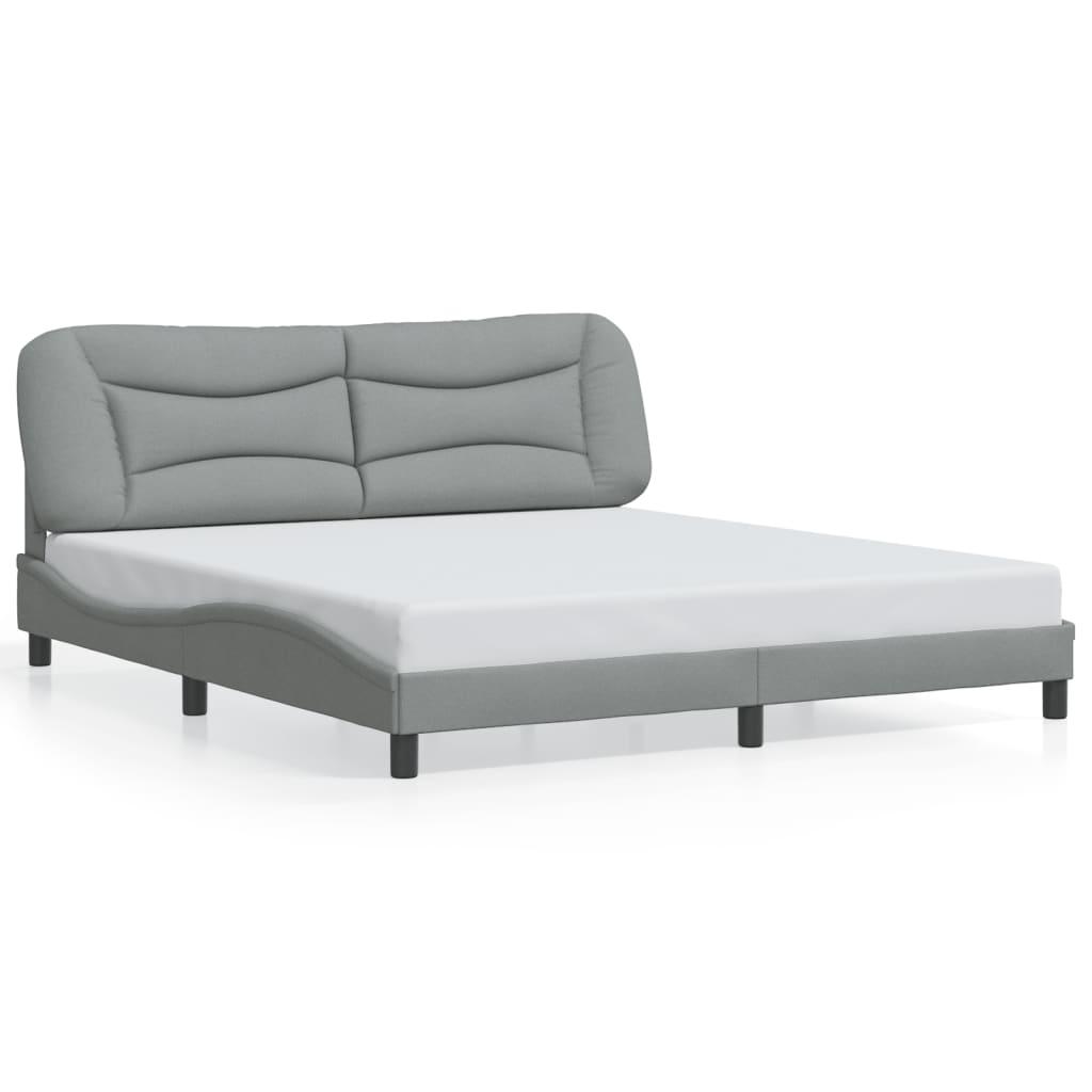 Bed Frame with LED without Mattress "Hvar" Dark Grey 180x200 cm King Fabric