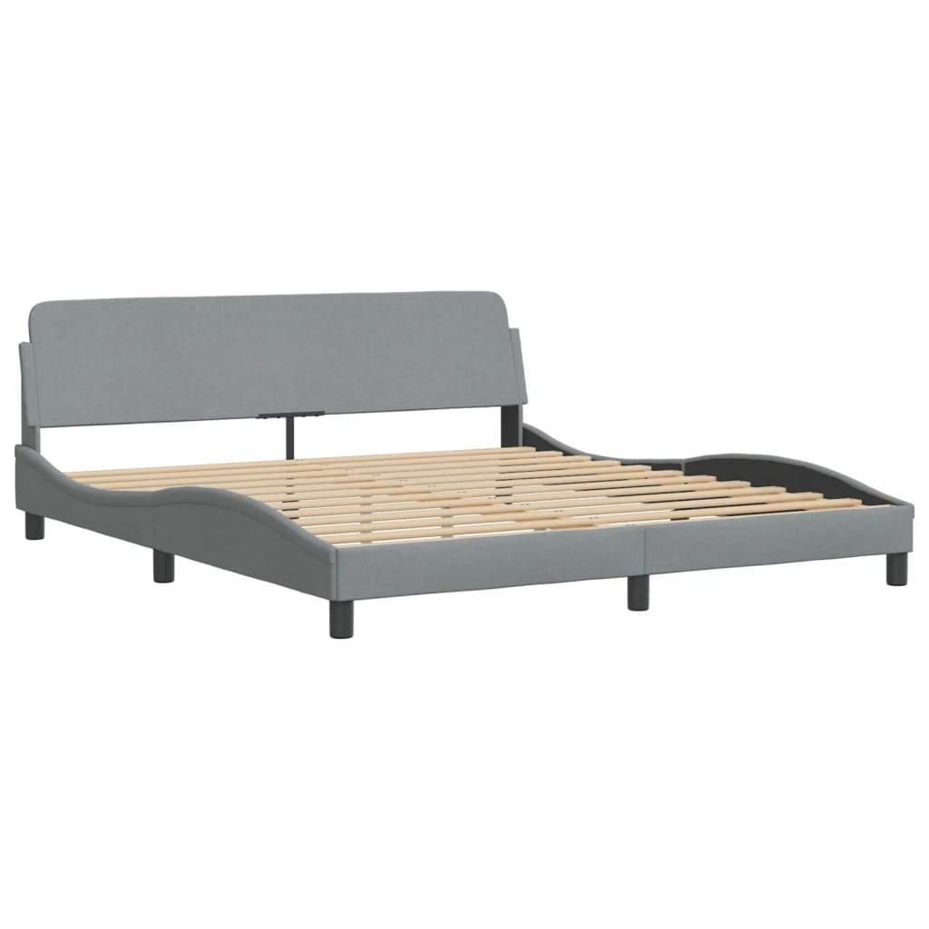 Bed Frame with LED without Mattress "Hvar" Dark Grey 180x200 cm King Fabric