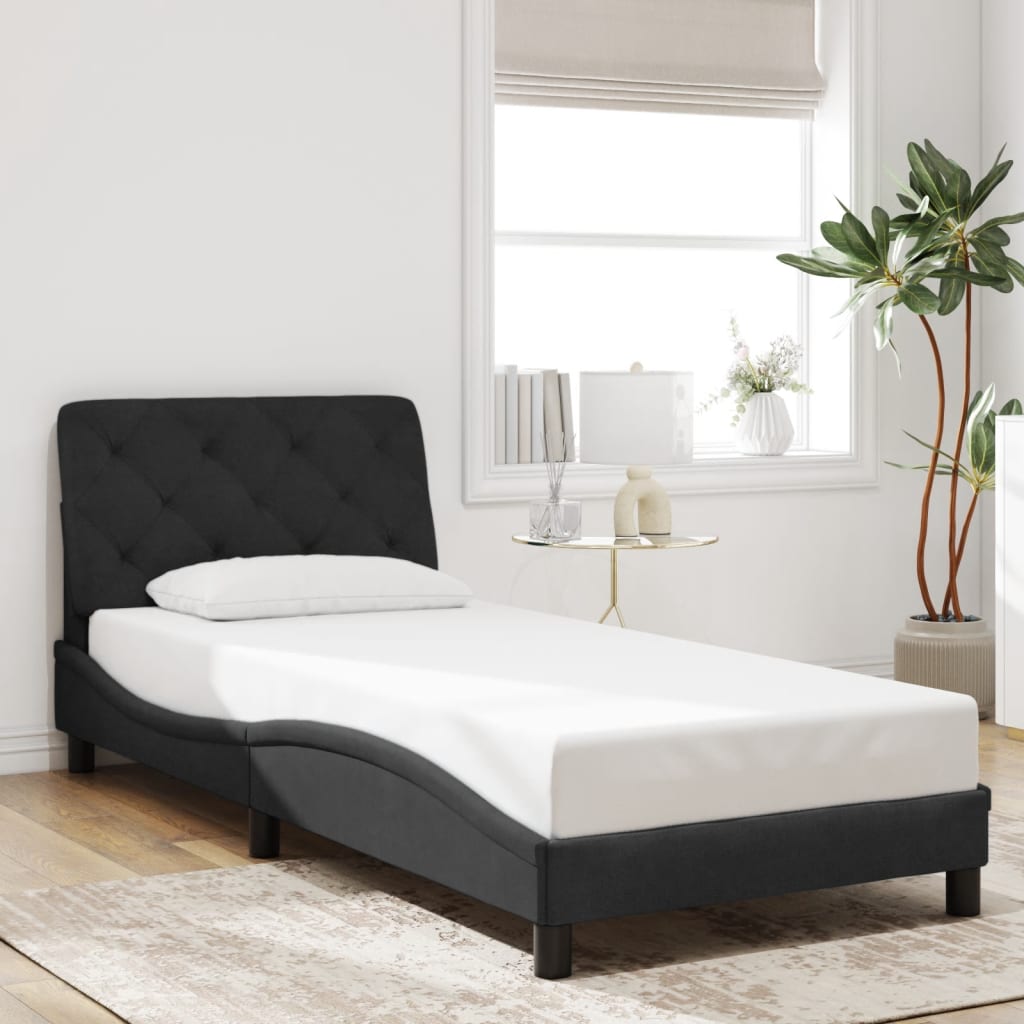 Bed Frame with LED without Mattress Black 90x190 cm Velvet