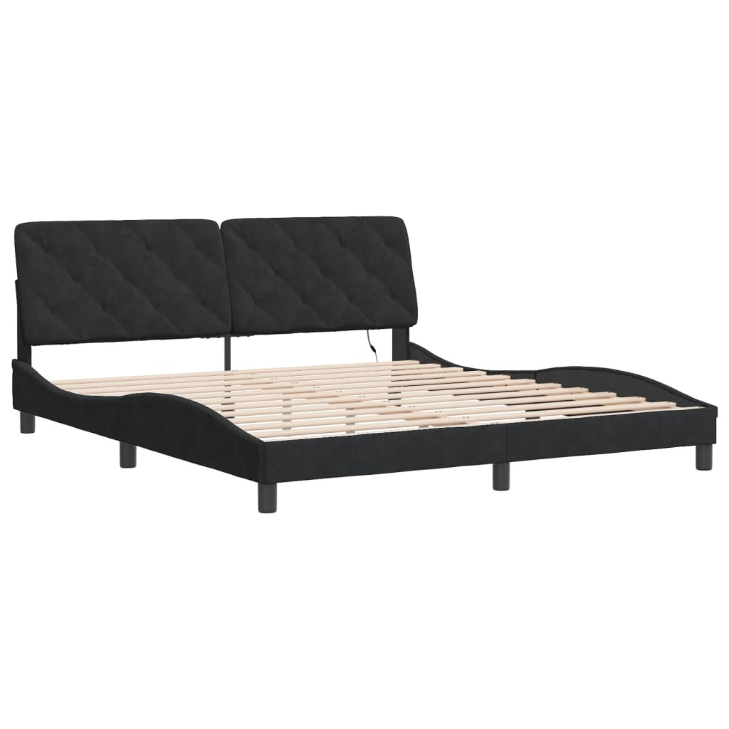 Bed Frame with LED without Mattress Black 180x200 cm Velvet