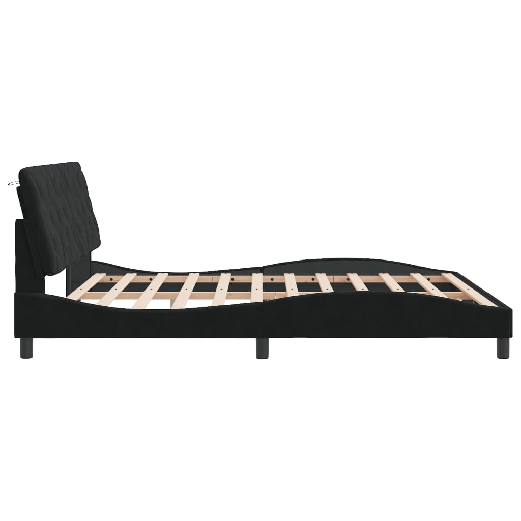 Bed Frame with LED without Mattress Black 180x200 cm Velvet