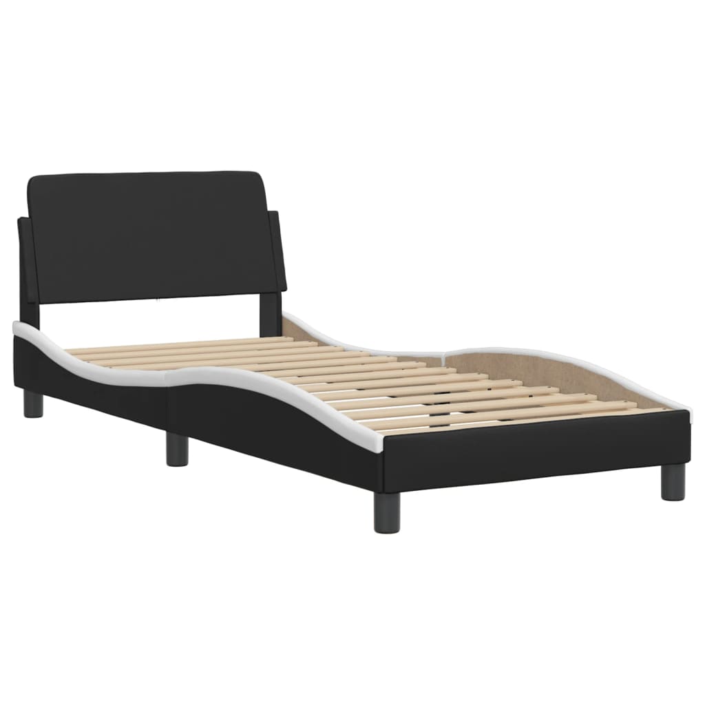 Bed Frame with LED without Mattress "Hvar" Black and White 90x190 cm