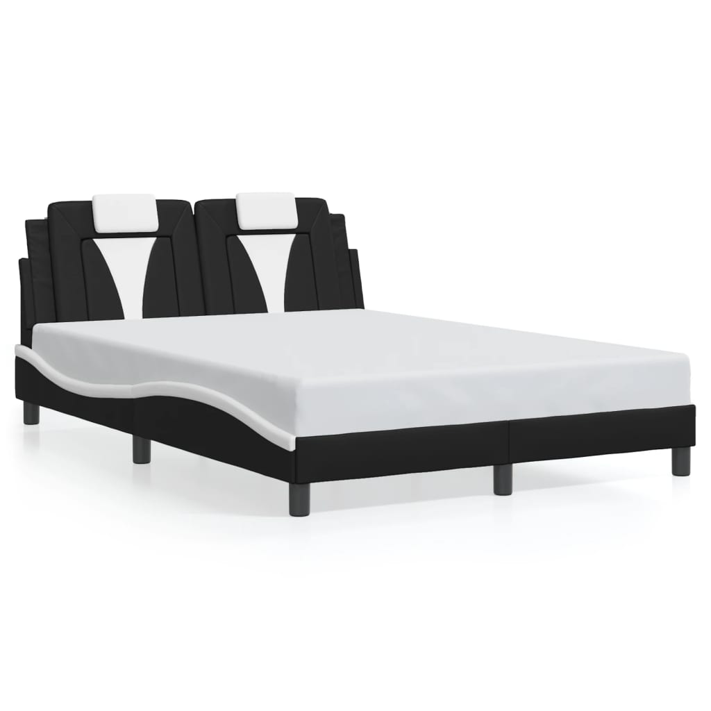 Bed Frame "Viana" with LED without Mattress Black and White 137x190 cm