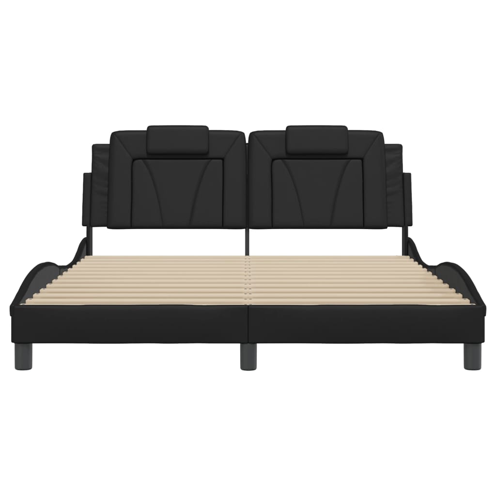Bed Frame "Viana" with LED without Mattress Black 152x203 cm