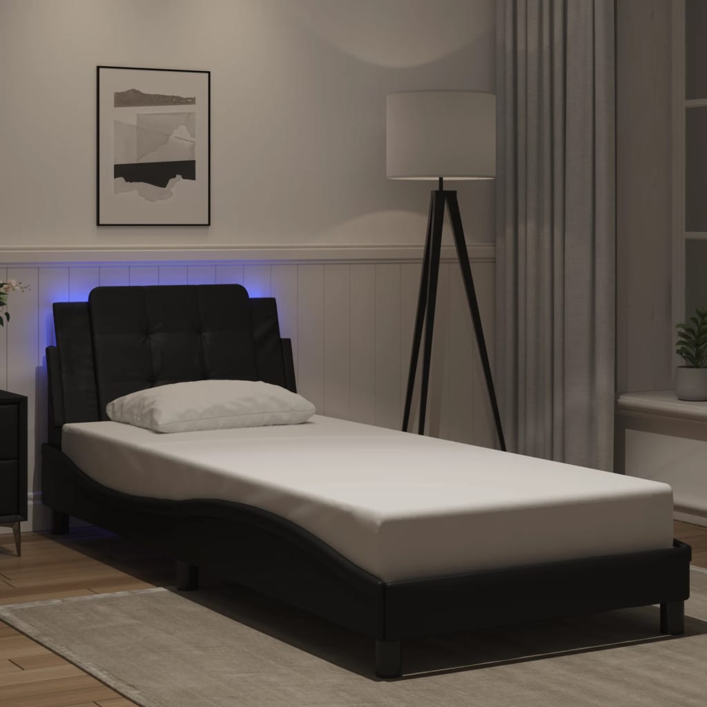 Bed Frame with LED without Mattress "Zadar" Black 90x190 cm