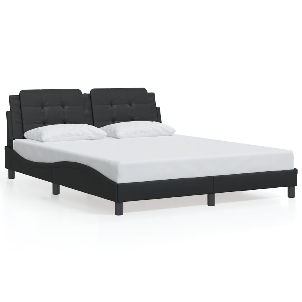 Bed Frame with LED without Mattress "Zadar" Black 152x203 cm