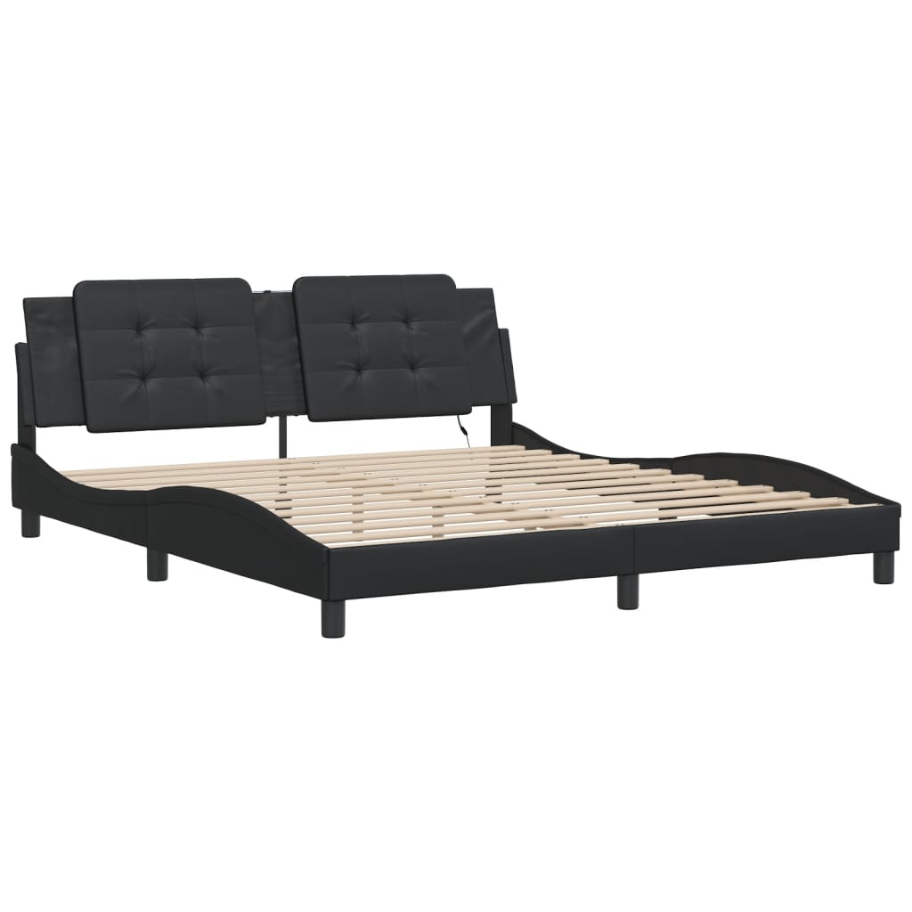 Bed Frame with LED without Mattress "Zadar" Black 180x200 cm