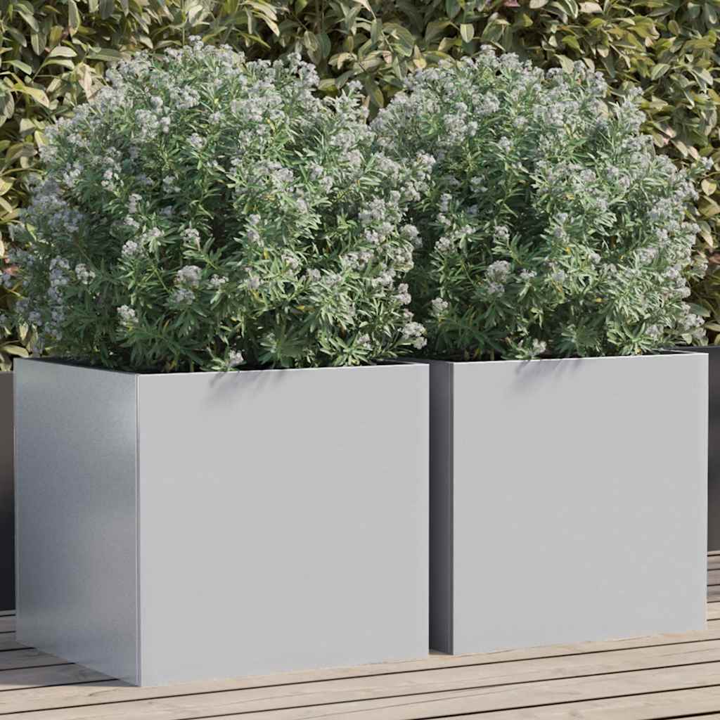 Planters 2 pcs Silver 42x40x39 cm Galvanised Steel