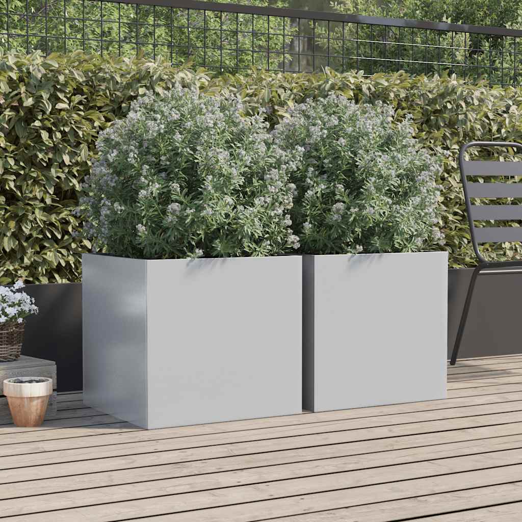 Planters 2 pcs Silver 49x47x46 cm Galvanised Steel