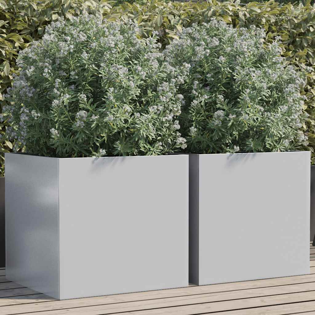 Planters 2 pcs Silver 49x47x46 cm Galvanised Steel
