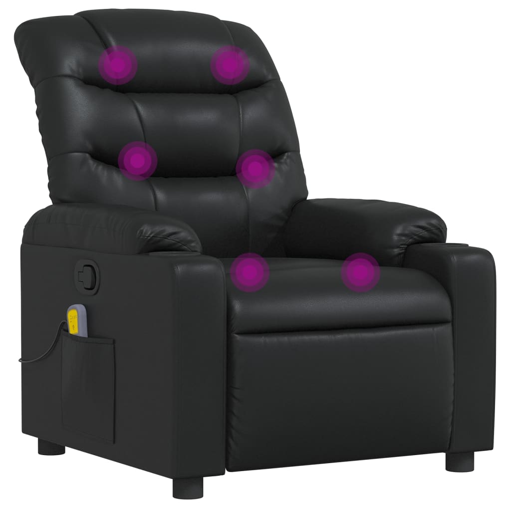Massage Recliner Chair Black Faux Leather