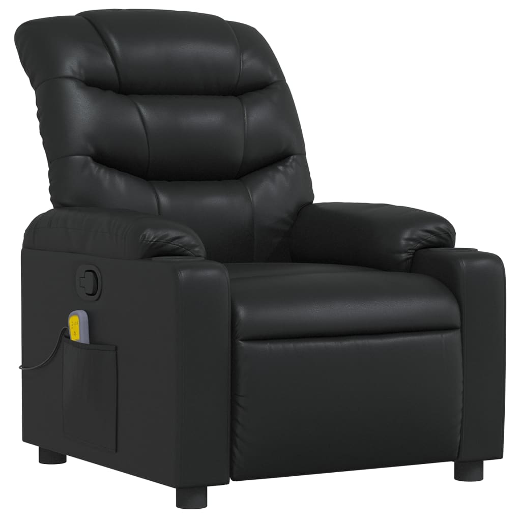 Massage Recliner Chair Black Faux Leather