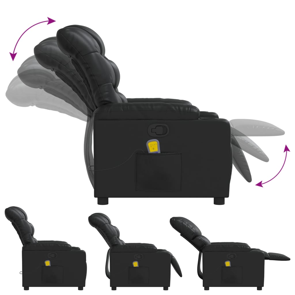 Massage Recliner Chair Black Faux Leather