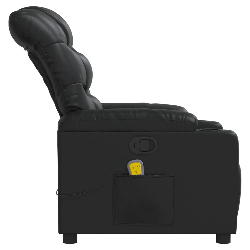 Massage Recliner Chair Black Faux Leather