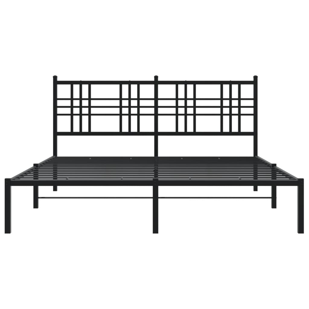 Metal Bed Frame without Mattress with Headboard Black 150x200 cm