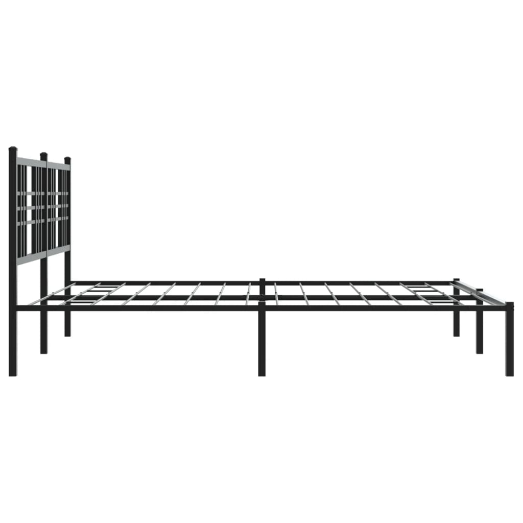 Metal Bed Frame without Mattress with Headboard Black 150x200 cm