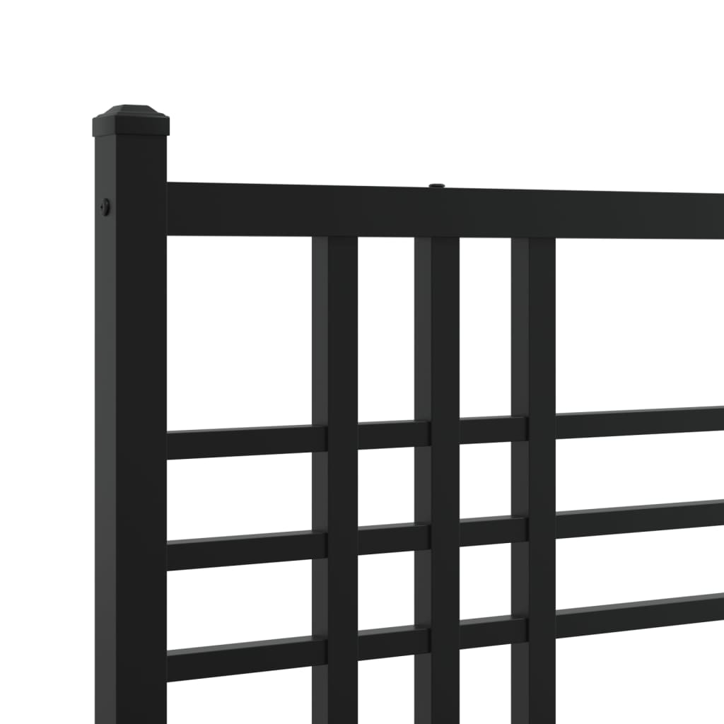 Metal Bed Frame without Mattress with Headboard Black 150x200 cm