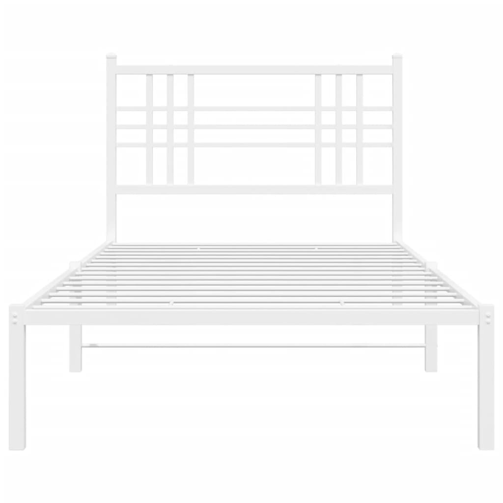 Metal Bed Frame without Mattress with Headboard White 90x190 cm