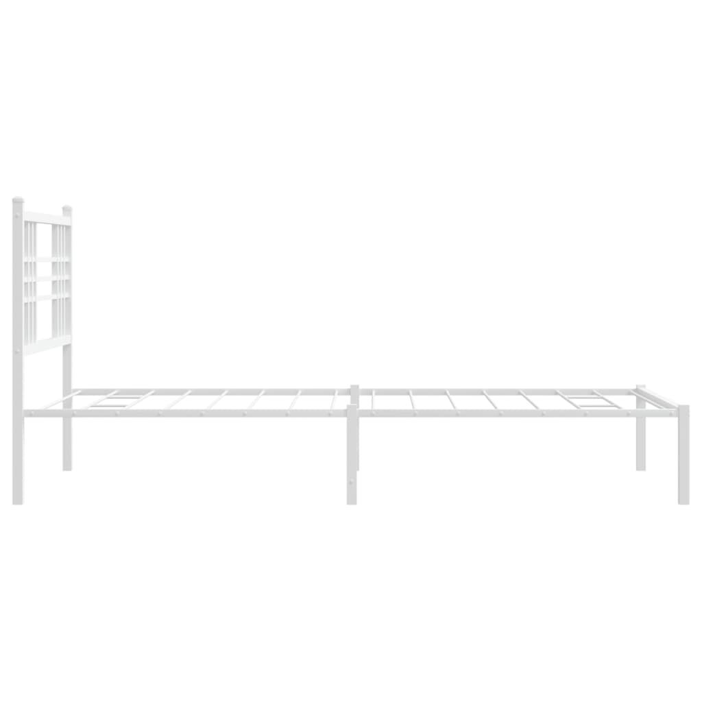 Metal Bed Frame without Mattress with Headboard White 90x190 cm