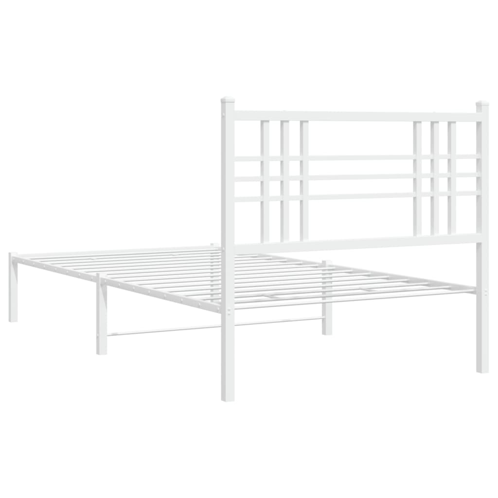 Metal Bed Frame without Mattress with Headboard White 90x190 cm
