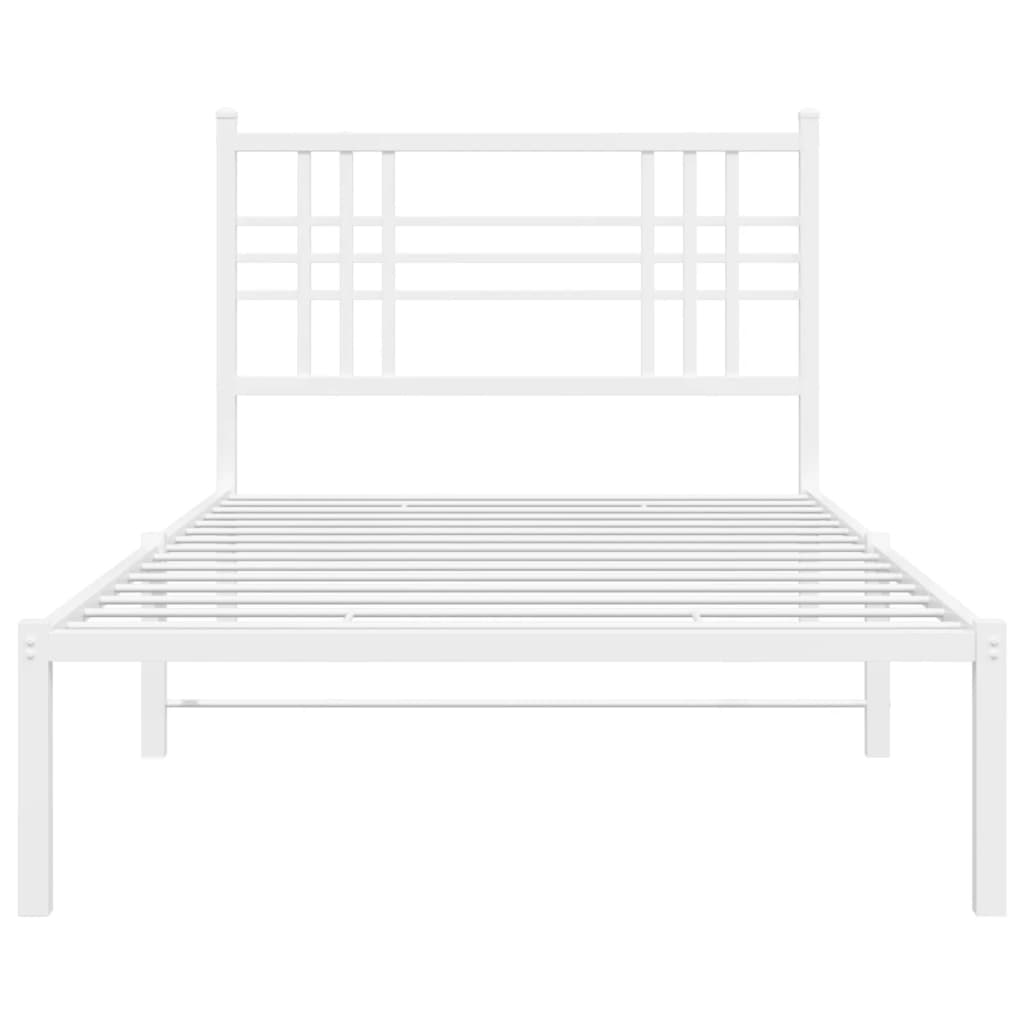 Metal Bed Frame without Mattress with Headboard White 107x203 cm King Single
