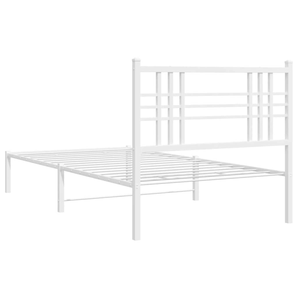 Metal Bed Frame without Mattress with Headboard White 107x203 cm King Single