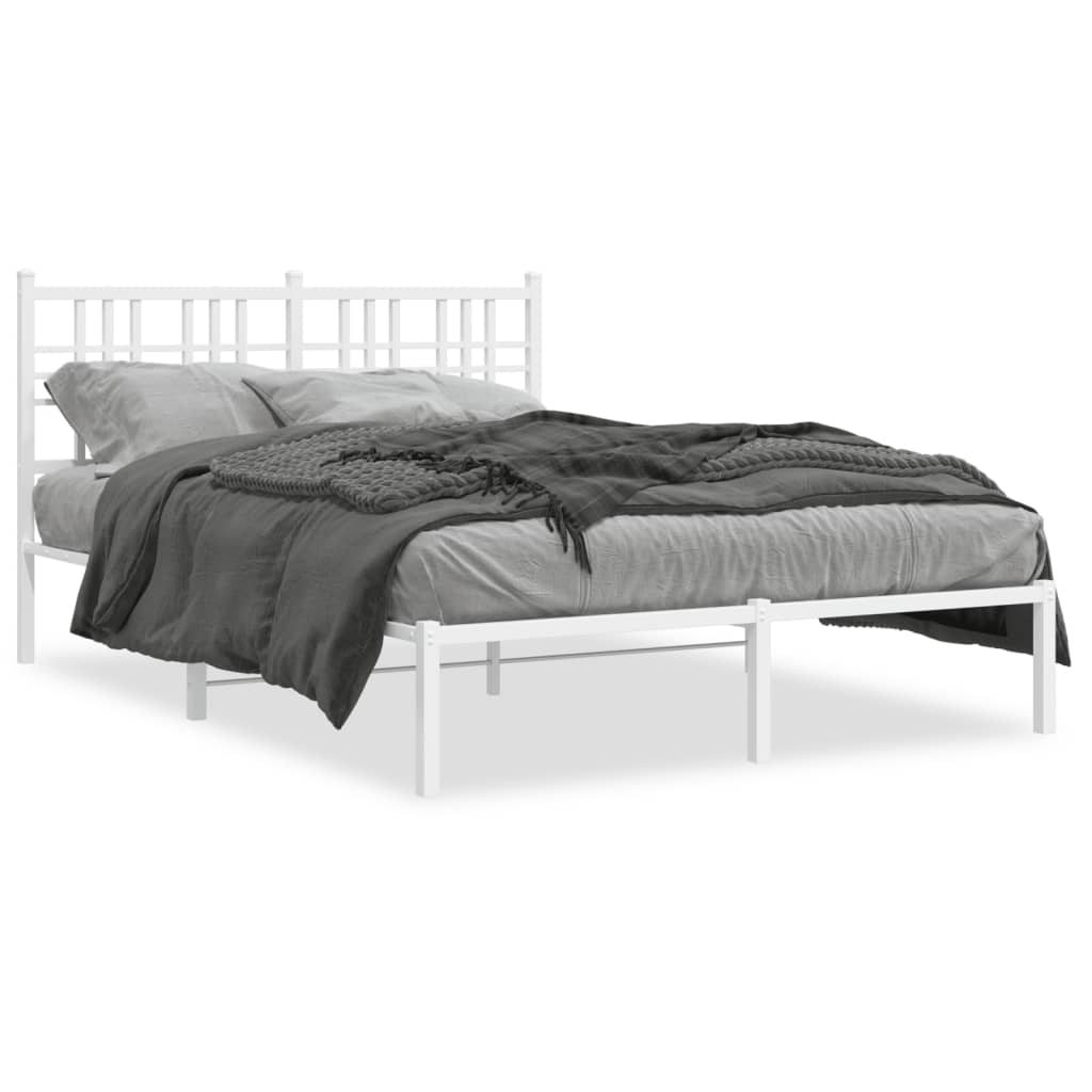Metal Bed Frame without Mattress with Headboard White 135x190 cm