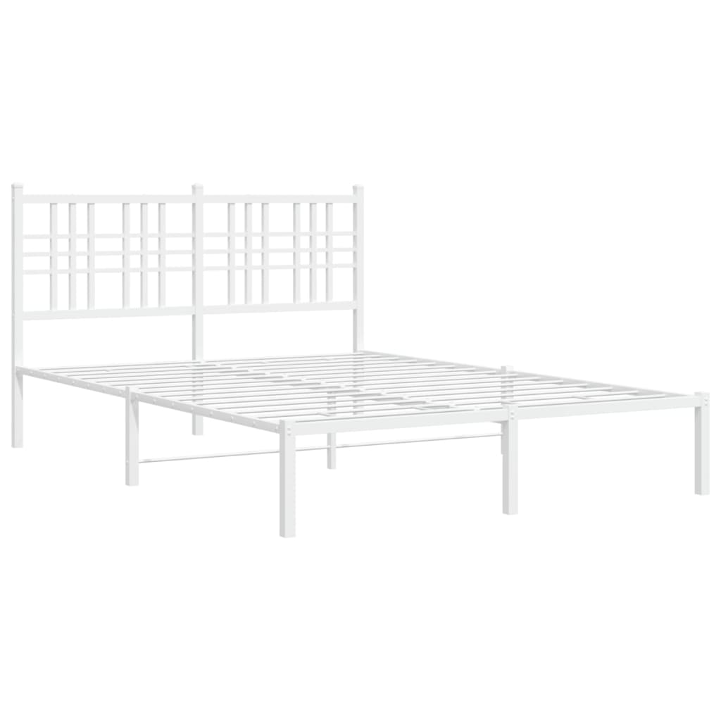 Metal Bed Frame without Mattress with Headboard White 135x190 cm