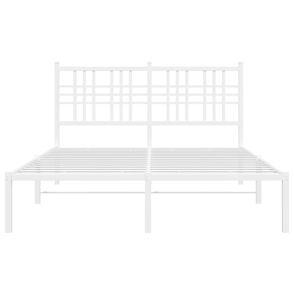 Metal Bed Frame without Mattress with Headboard White 135x190 cm