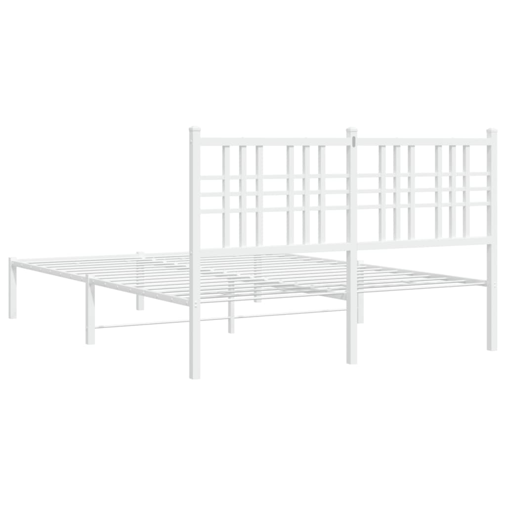 Metal Bed Frame without Mattress with Headboard White 135x190 cm