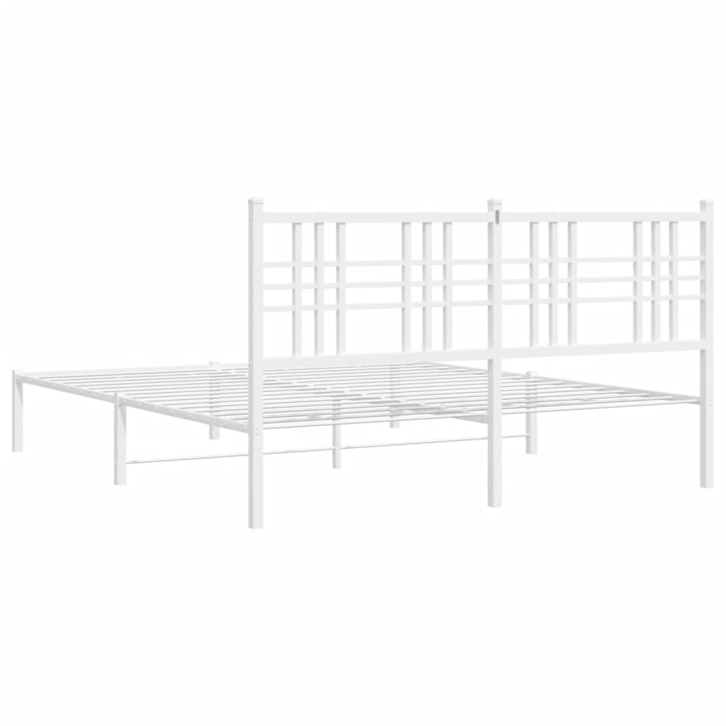 Metal Bed Frame without Mattress with Headboard White 150x200 cm