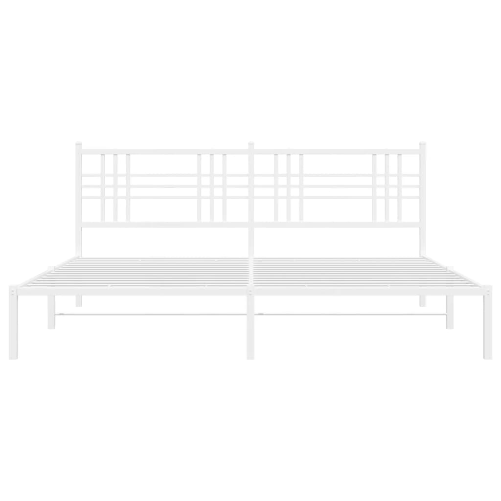 Metal Bed Frame without Mattress with Headboard White 183x203 cm King